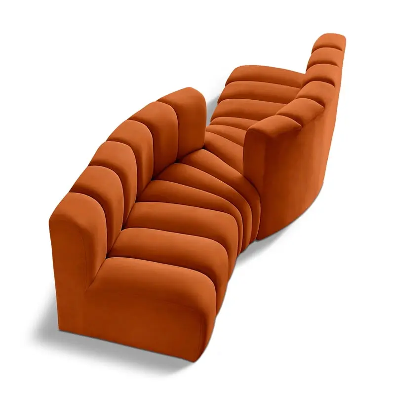 Meridian Furniture Arc Cognac Velvet Modular Sofa Living Room