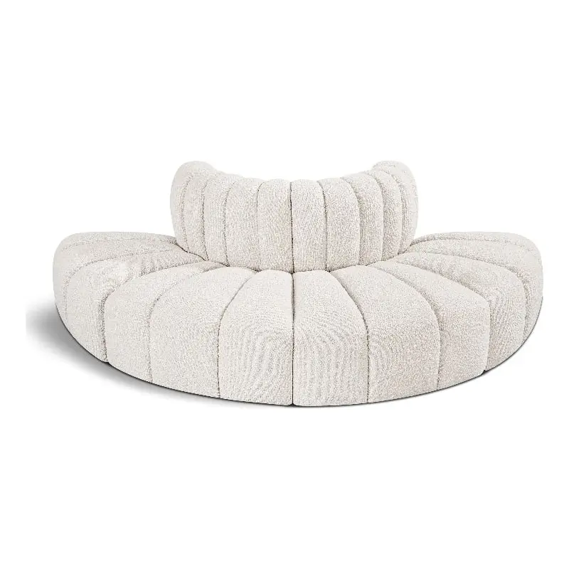 Meridian Furniture Arc Cream Boucle Fabric Modular Sofa