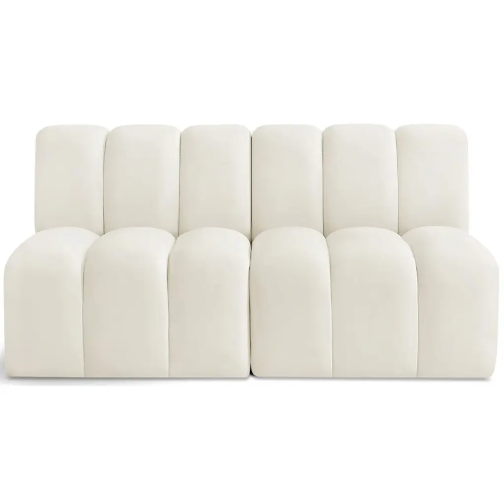 Meridian Furniture Arc Cream Velvet Modular Sofa Contemporary Living Room Sectional