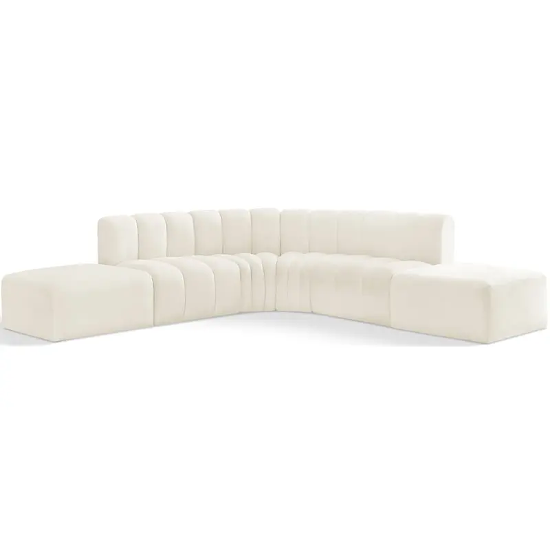 Meridian Furniture Arc Cream Velvet Modular Sofa Elegant Living Room
