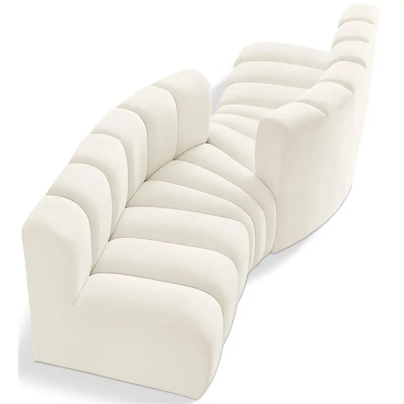 Meridian Furniture Arc Cream Velvet Modular Sofa Comfortable Seating