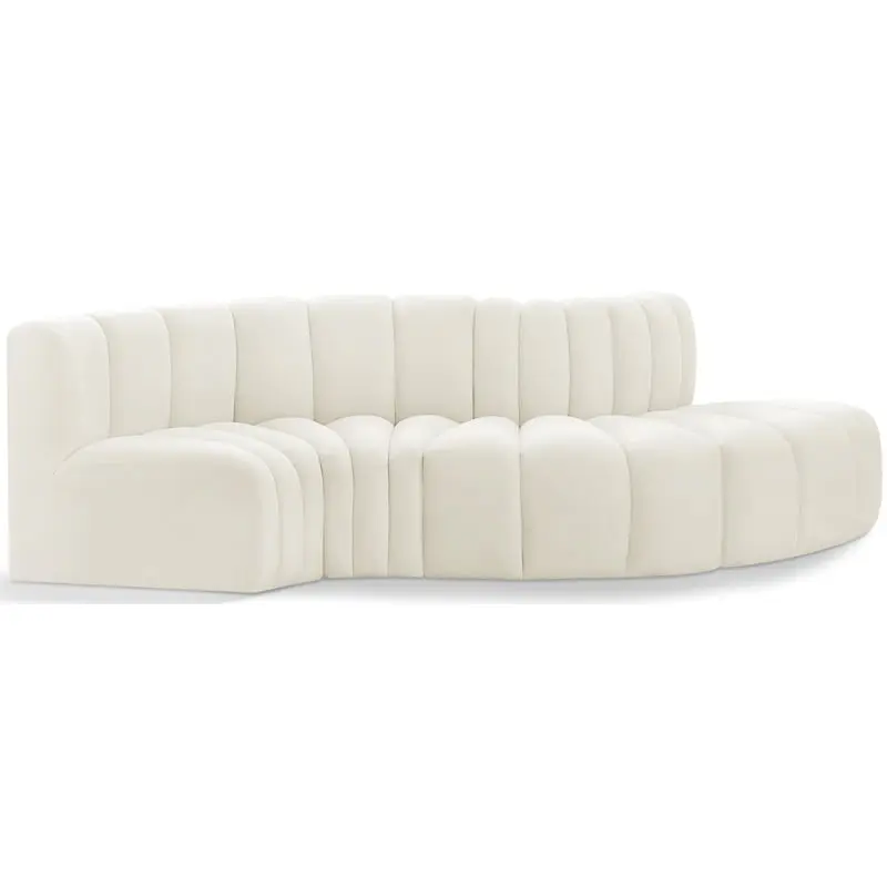 Meridian Furniture Arc Cream Velvet Modular Sofa Luxurious Design