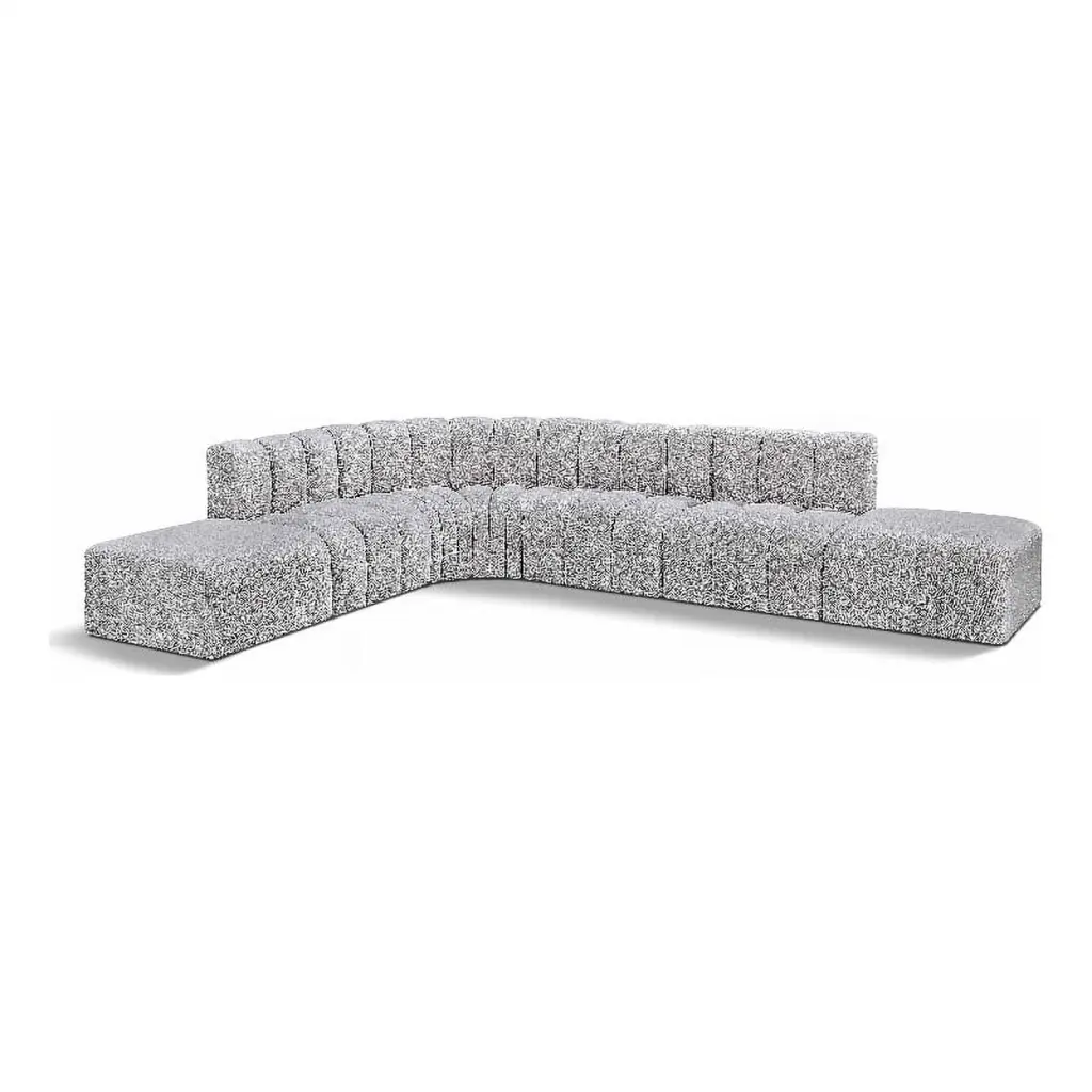 Meridian Furniture Arc Grey Boucle Fabric Modular Sofa Contemporary Design