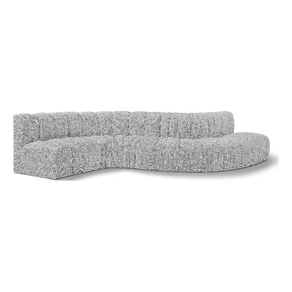 Meridian Furniture Arc Grey Boucle Fabric Modular Sofa Modern Design