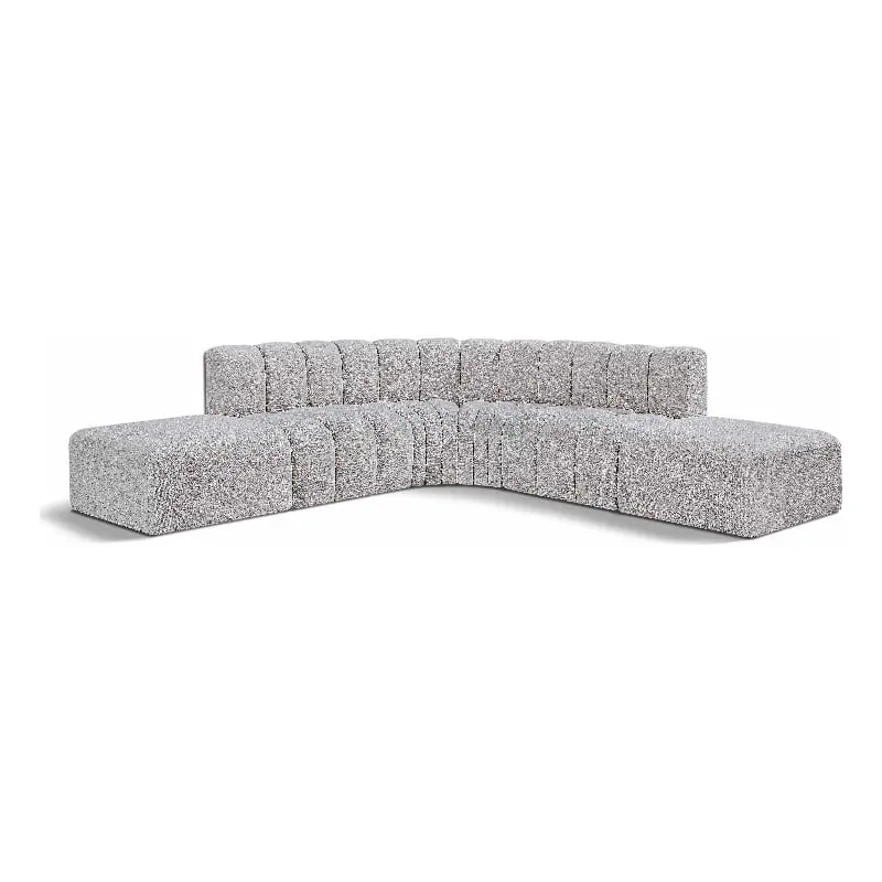 Meridian Furniture Arc Grey Boucle Fabric Modular Sofa Elegant