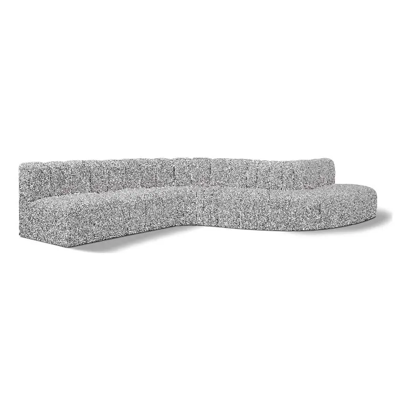 Meridian Furniture Arc Grey Boucle Fabric Modular Sofa - Contemporary Sectional Sofa