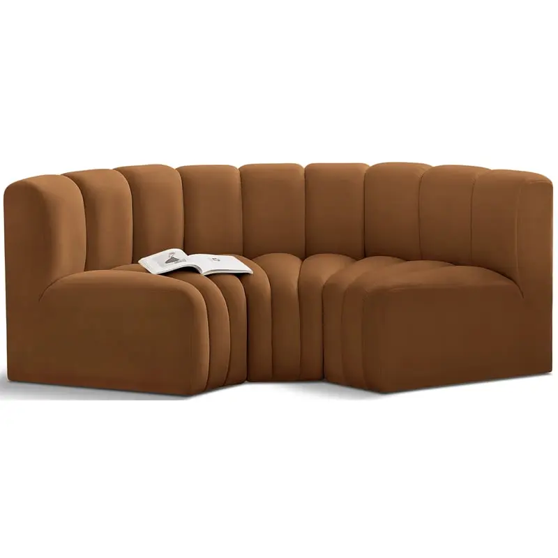 Meridian Furniture Arc Saddle Velvet Modular Sofa Contemporary Style