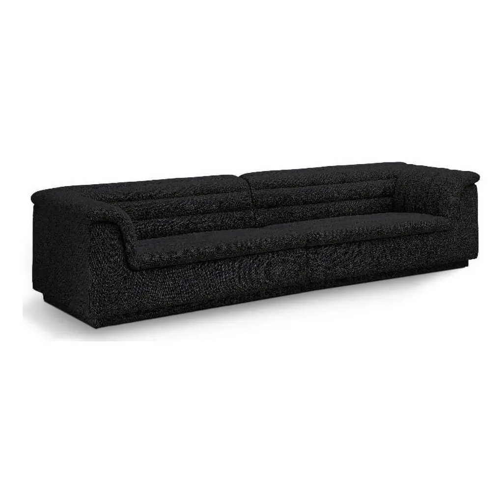 Meridian Furniture Cascade Black Boucle Fabric Modular Sofa Modern Living Room
