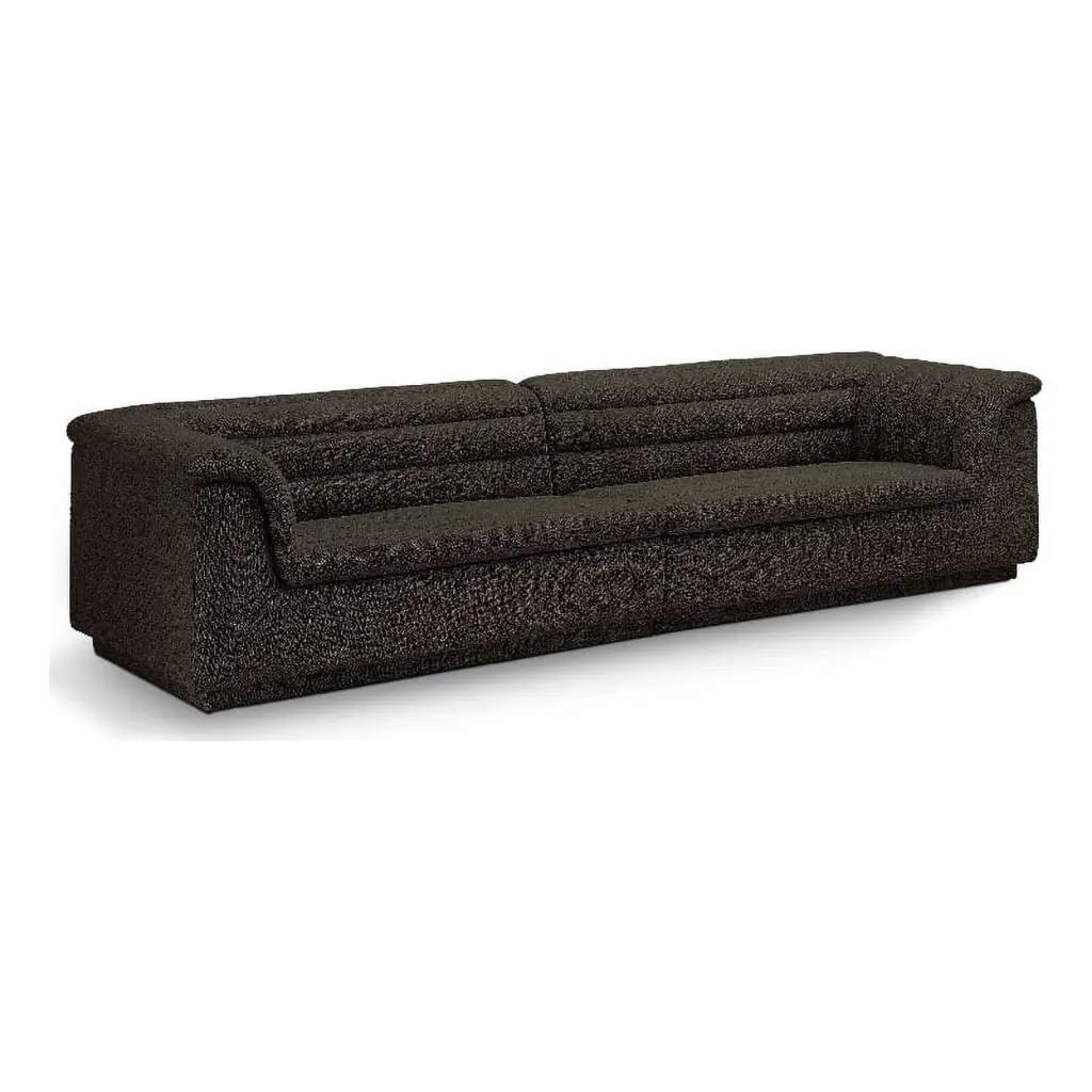 Meridian Furniture Cascade Brown Boucle Fabric Modular Sofa Stylish Living Room
