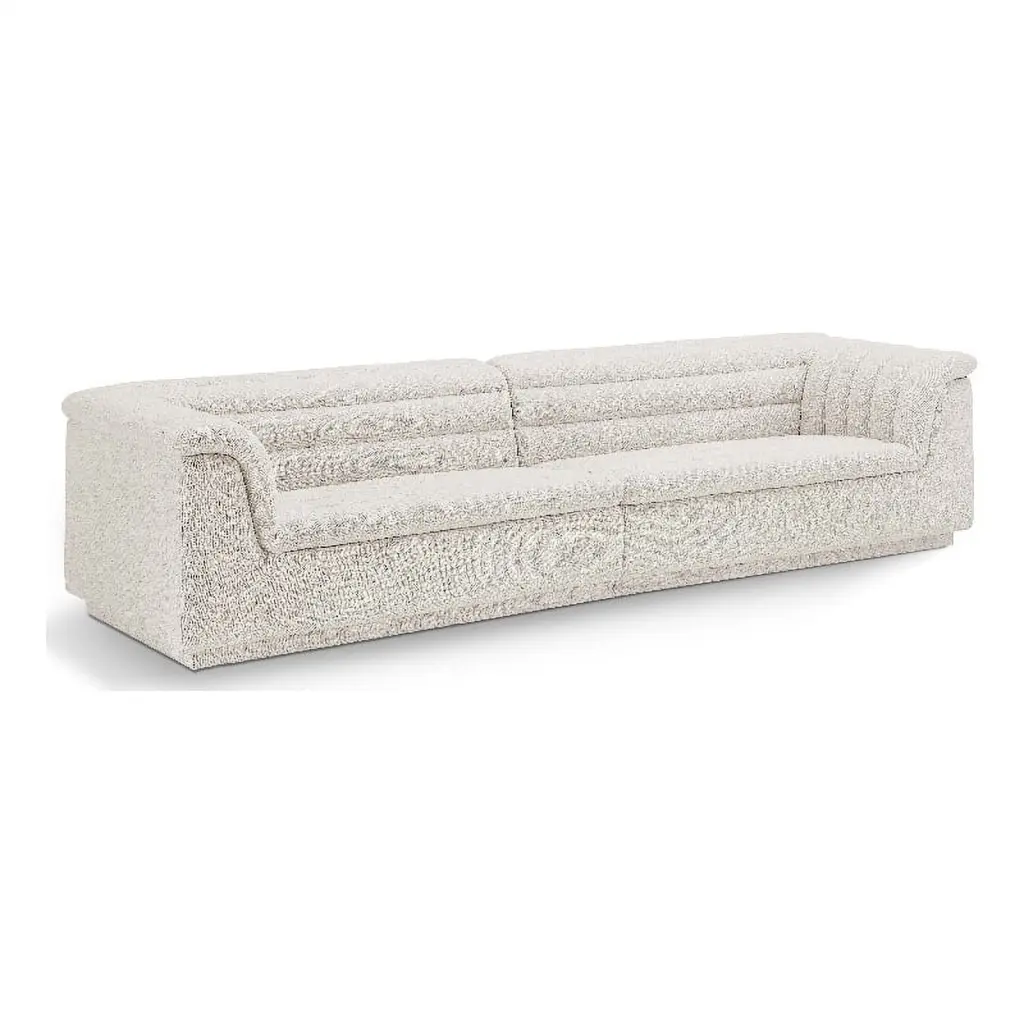 Meridian Furniture Cascade Cream Boucle Fabric Modular Sofa Contemporary Living Room