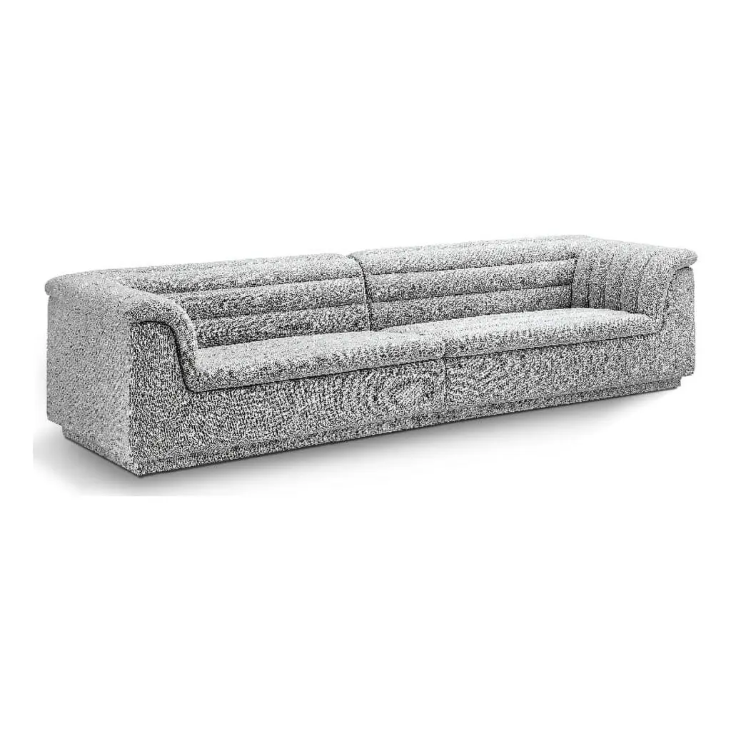 Meridian Furniture Cascade Grey Boucle Fabric Modular Sofa Elegant Living Room