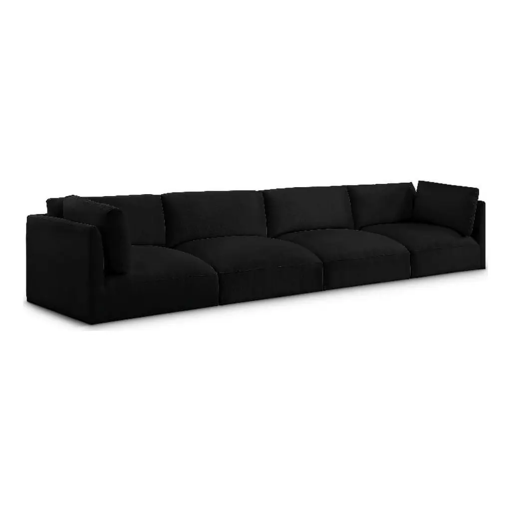 Meridian Furniture Ease Black Fabric Modular Sofa Stylish Living Room