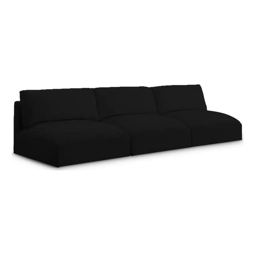 Meridian Furniture Ease Black Fabric Modular Sofa Living Room