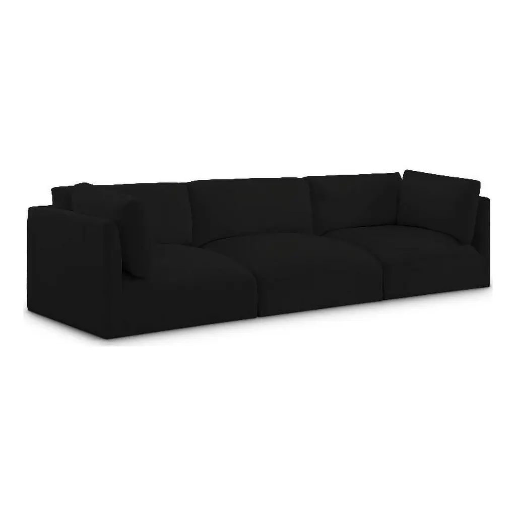 Meridian Furniture Ease Black Fabric Modular Sofa Living Room
