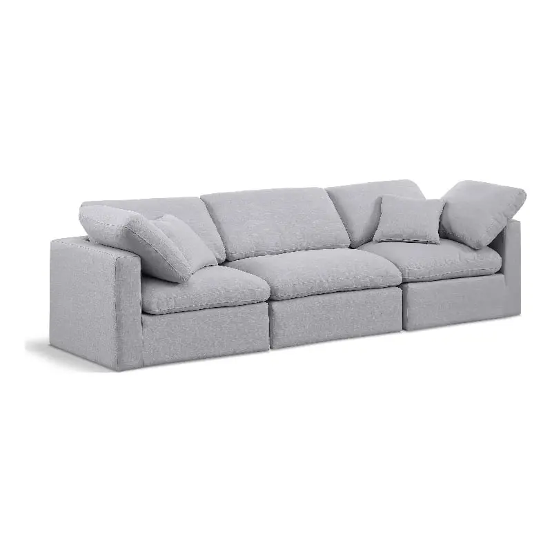 Meridian Furniture Indulge 105 Contemporary Linen Fabric Modular Sofa Gray Stylish Living Room Sofa