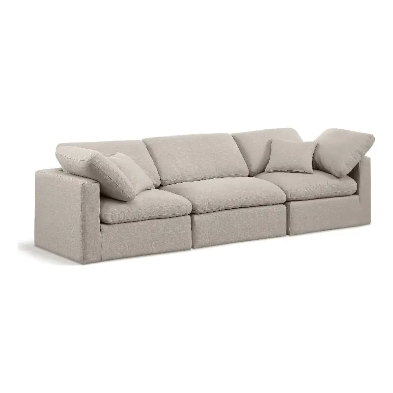 Meridian Furniture Indulge 105 Contemporary Linen Fabric Modular Sofa Beige - Elegant Living Room Sectional