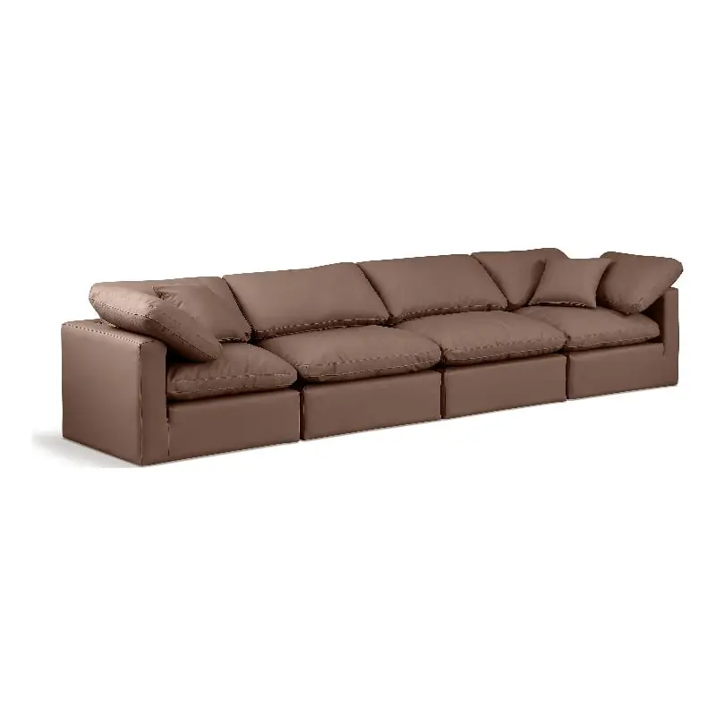Meridian Furniture Indulge 129 Brown Vegan Leather Modular Sofa