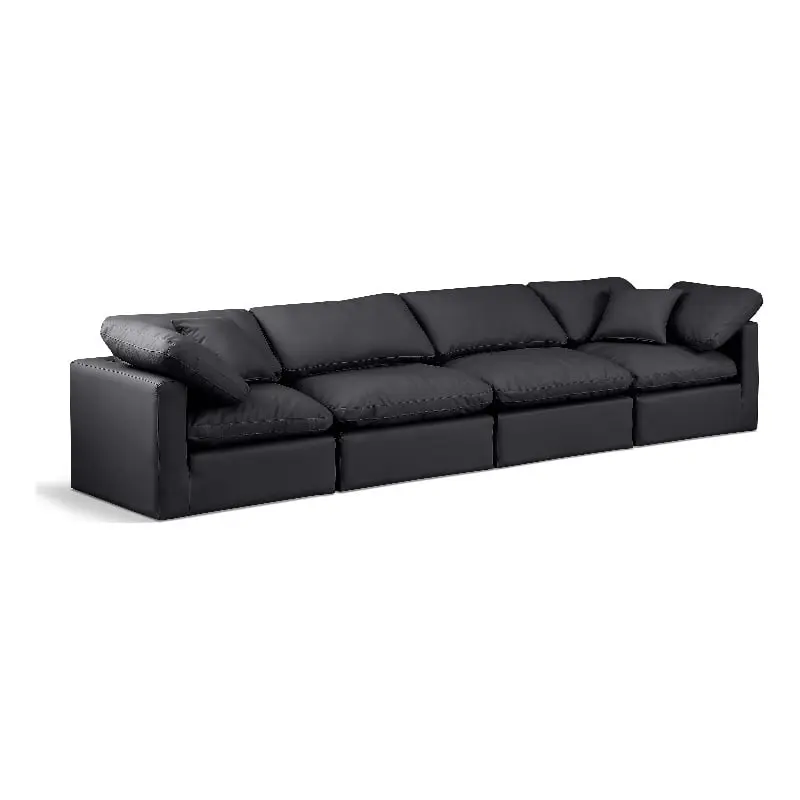 Meridian Furniture Indulge 140 Contemporary Black Vegan Leather Modular Sofa
