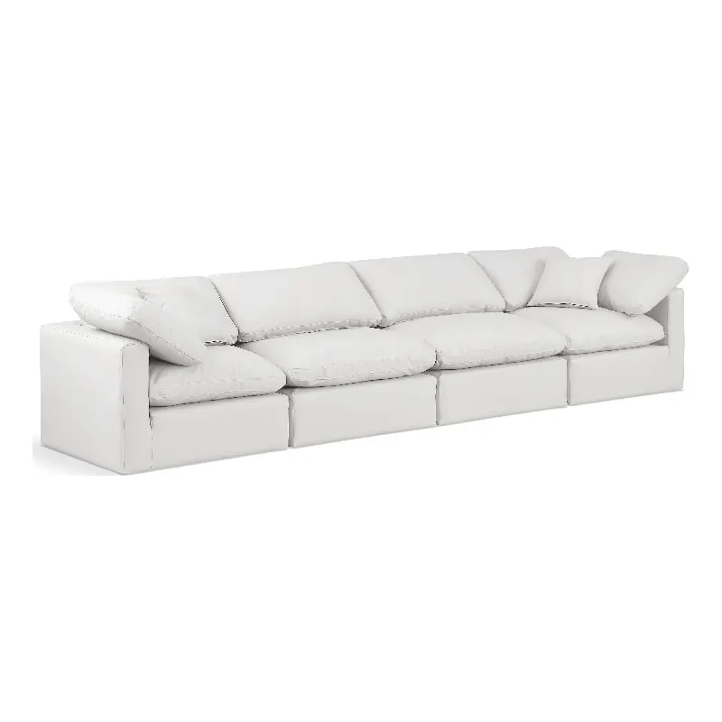 Meridian Furniture Indulge 140 Vegan Leather Modular Sofa Cream