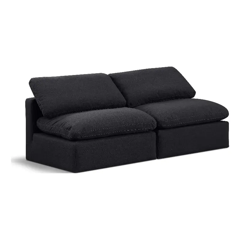Meridian Furniture Indulge 70 Contemporary Black Linen Modular Sofa