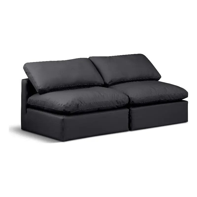 Meridian Furniture Indulge 70 Contemporary Black Vegan Leather Modular Sofa