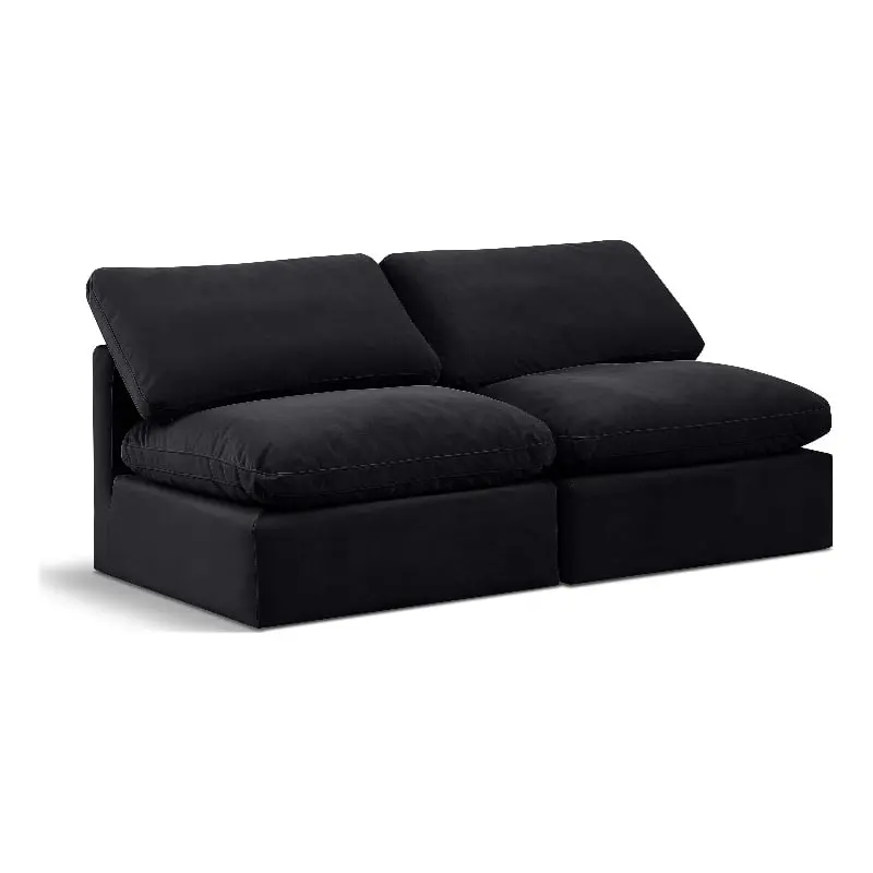 Meridian Furniture Indulge 70 Contemporary Black Velvet Modular Sofa