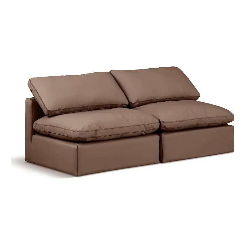 Meridian Furniture Indulge 70 Contemporary Brown Vegan Leather Modular Sofa