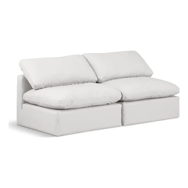 Meridian Furniture Indulge 70 Contemporary Cream Vegan Leather Modular Sofa