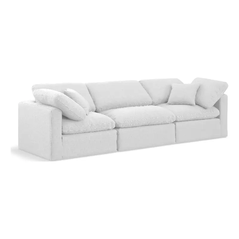 Meridian Furniture Indulge 94 Contemporary Fabric Modular Sofa White Modern Living Room Sofa