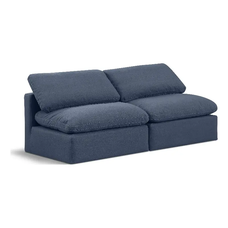 Meridian Furniture Indulge 70 Contemporary Navy Linen Modular Sofa