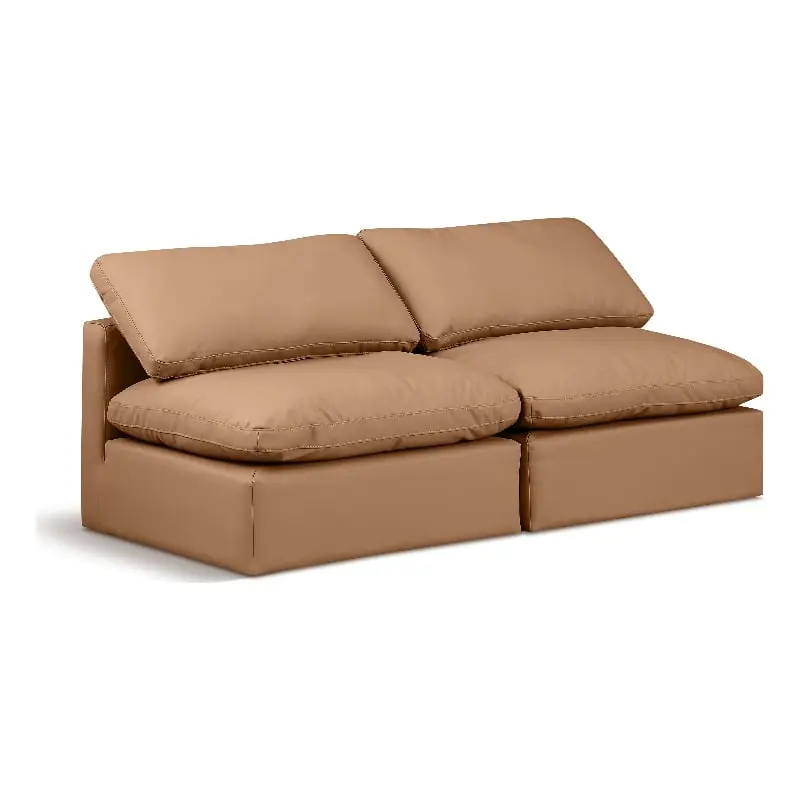 Meridian Furniture Indulge 70 Contemporary Orange Vegan Leather Modular Sofa
