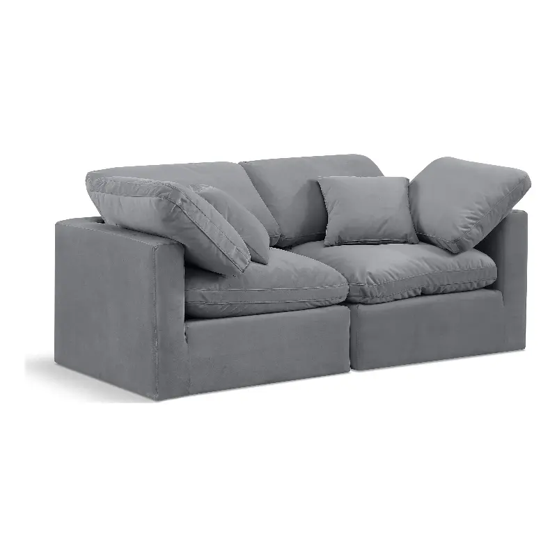Meridian Furniture Indulge 70 Contemporary Velvet Modular Sofa Gray
