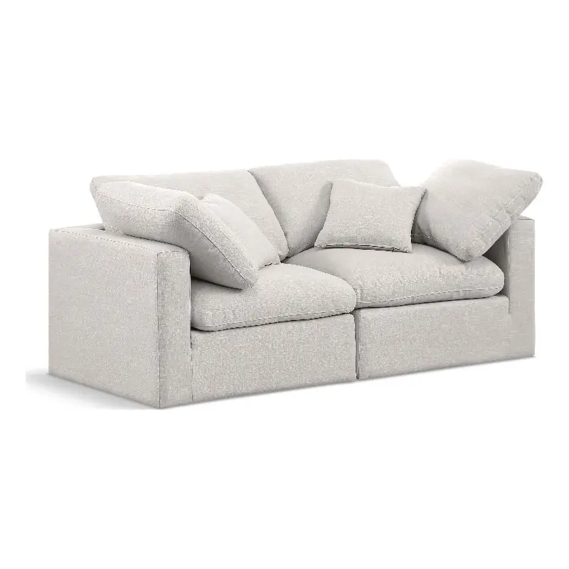 Meridian Furniture Indulge 70 Upholstered Fabric Modular Sofa Cream - Versatile Living Room Seating