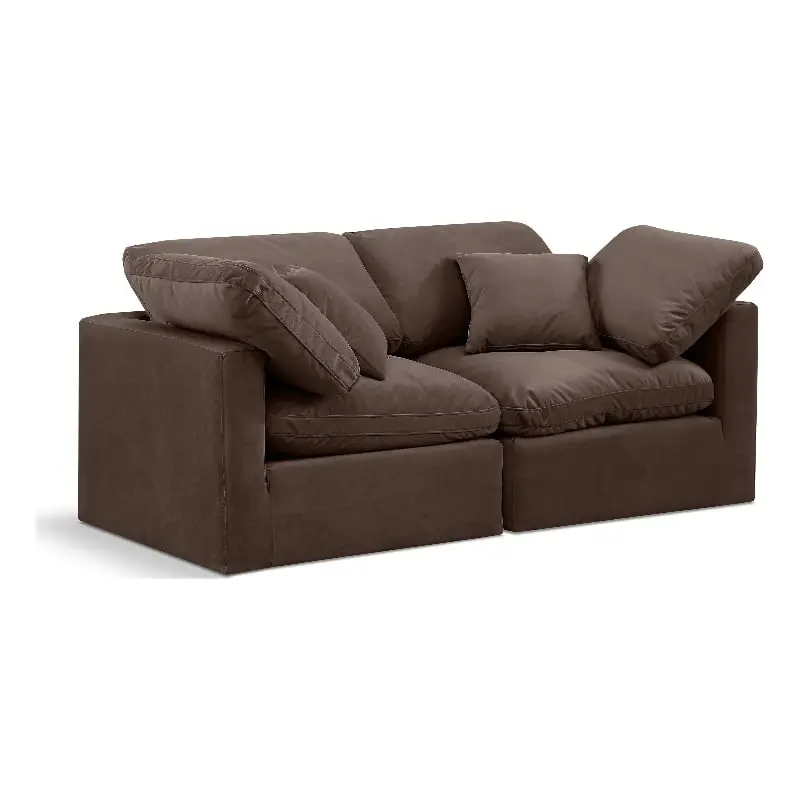 Meridian Furniture Indulge 70 Velvet Modular Sofa Latch Underneath Brown