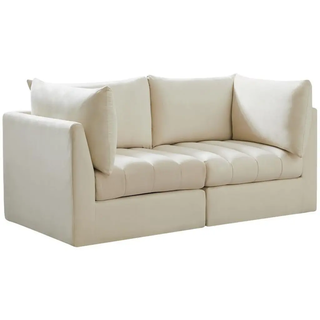 Meridian Furniture Jacob Cream Velvet Modular Sofa Elegant Living Room