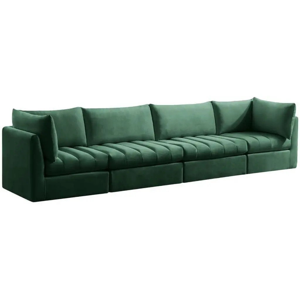 Meridian Furniture Jacob Green Velvet Modular Sofa Comfortable Seating