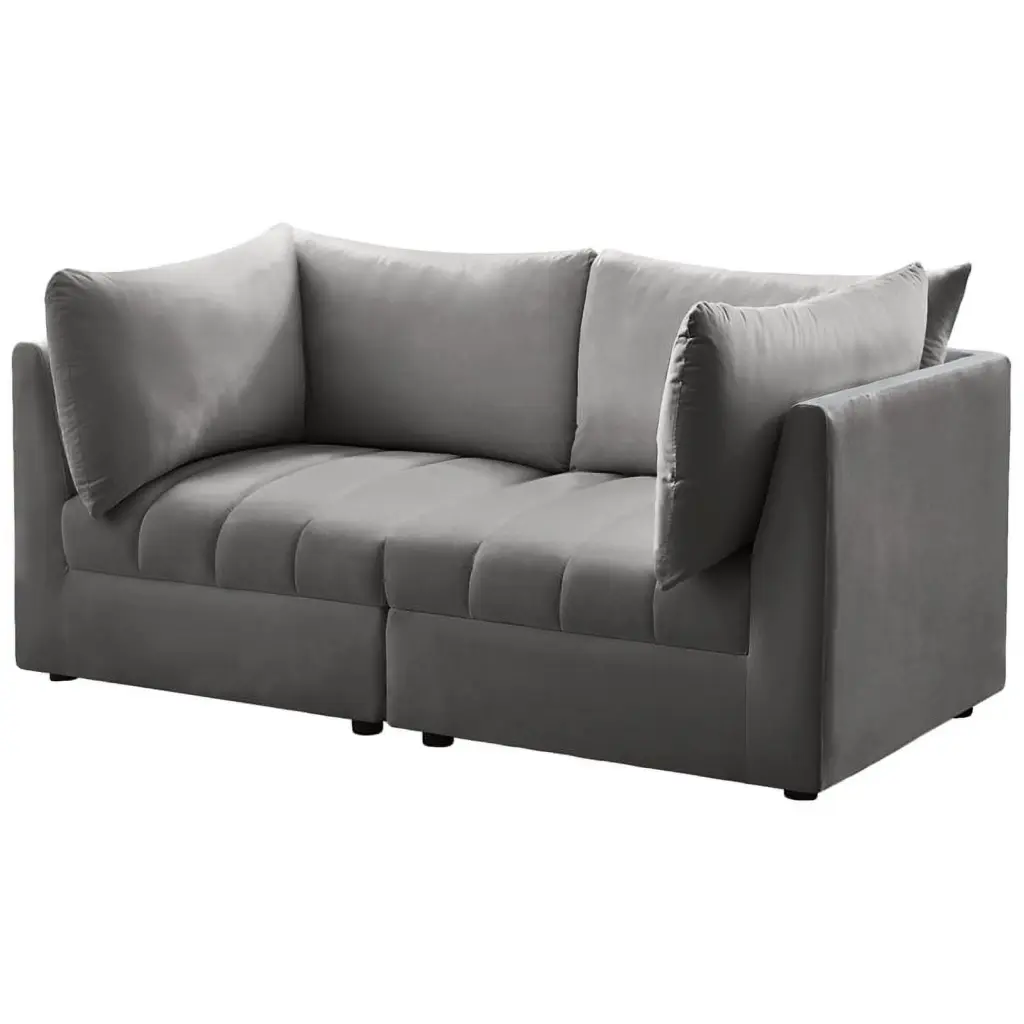 Meridian Furniture Jacob Grey Velvet Modular Sofa Contemporary Living Room Sectional