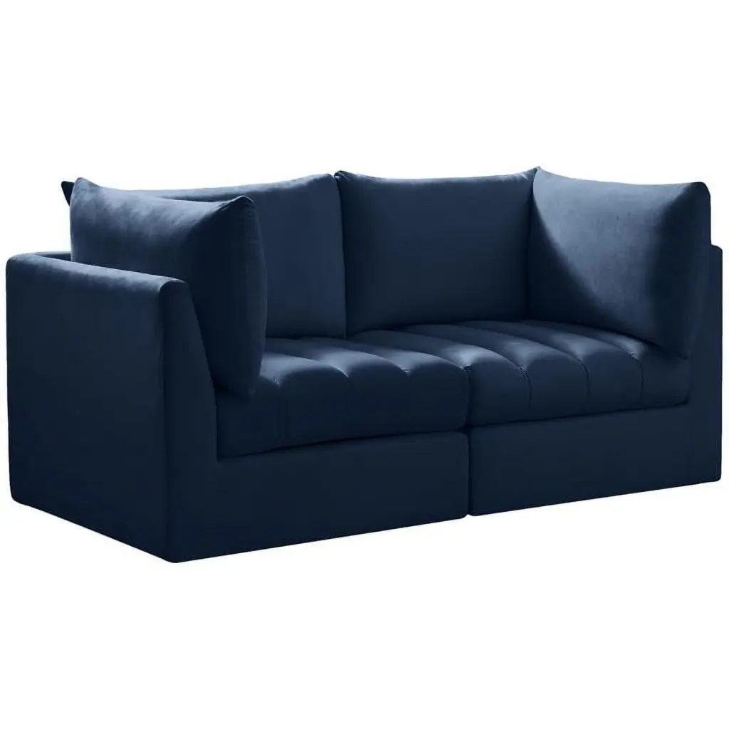 Meridian Furniture Jacob Navy Velvet Modular Sofa Modern Living Room Sectional Couch