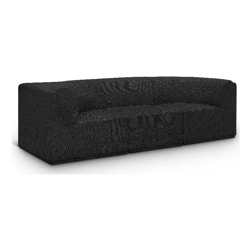 Meridian Furniture Ollie Black Boucle Fabric Modular Sofa Stylish Living Room Sofa