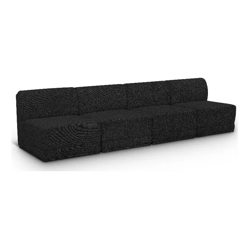 Meridian Furniture Ollie Black Boucle Fabric Modular Sofa Modern Decor