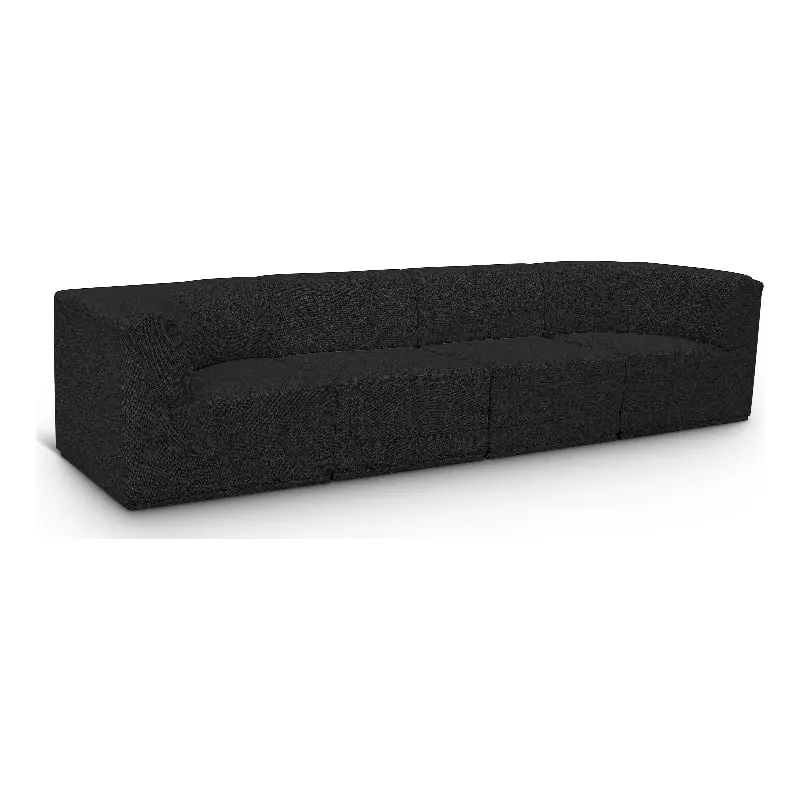 Meridian Furniture Ollie Black Boucle Fabric Modular Sofa - Modern Convertible Sectional