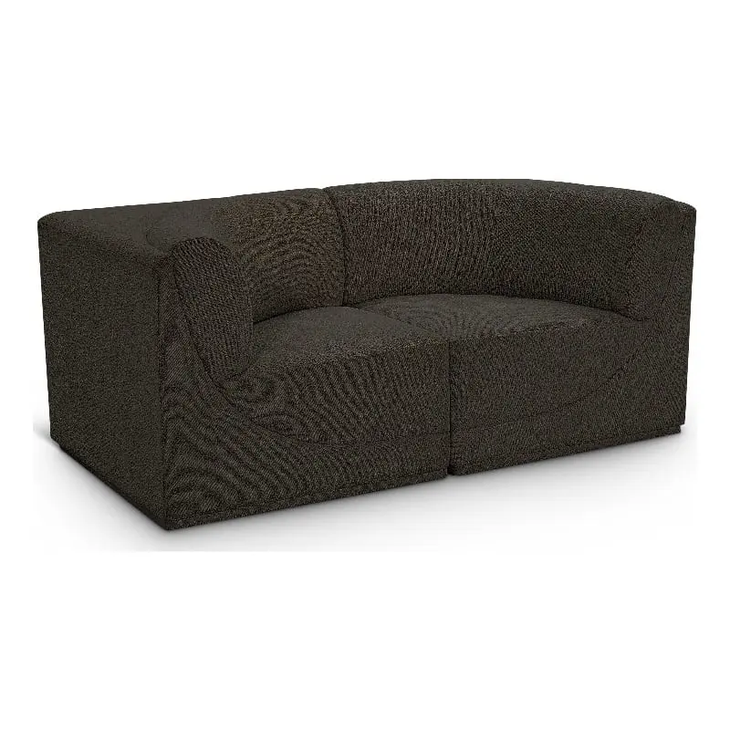 Meridian Furniture Ollie Brown Boucle Fabric Modular Sofa Contemporary Design Living Room