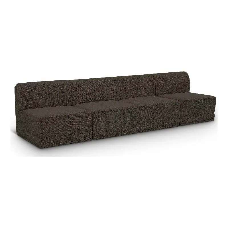 Meridian Furniture Ollie Brown Boucle Fabric Modular Sofa Cozy Living Room