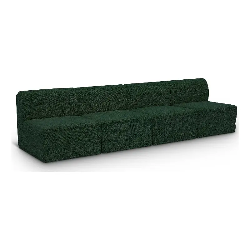 Meridian Furniture Ollie Green Boucle Fabric Modular Sofa Modern Living Room