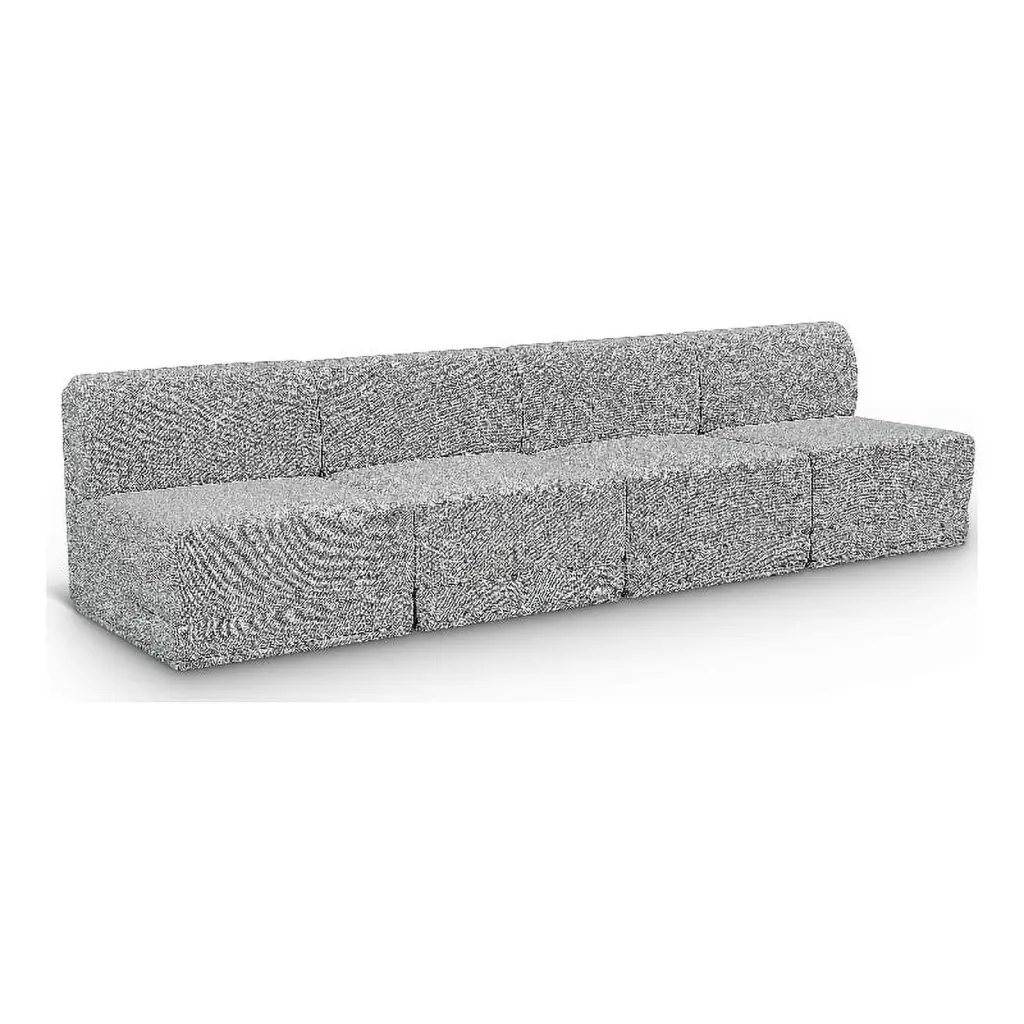 Meridian Furniture Ollie Grey Boucle Fabric Modular Sofa Contemporary Space