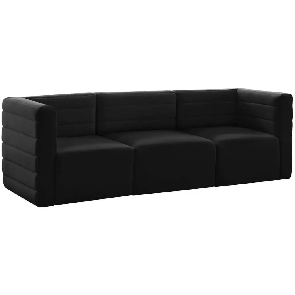 Meridian Furniture Quincy Black Velvet Modular Sofa Elegant Living Room