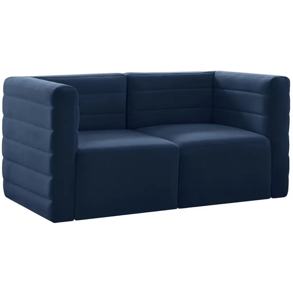 Meridian Furniture Quincy Navy Velvet Modular Sofa Living Room