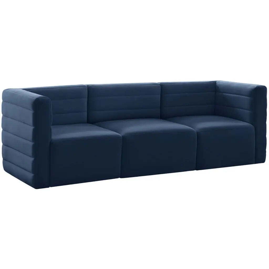 Meridian Furniture Quincy Navy Velvet Modular Sofa Stylish Living Room
