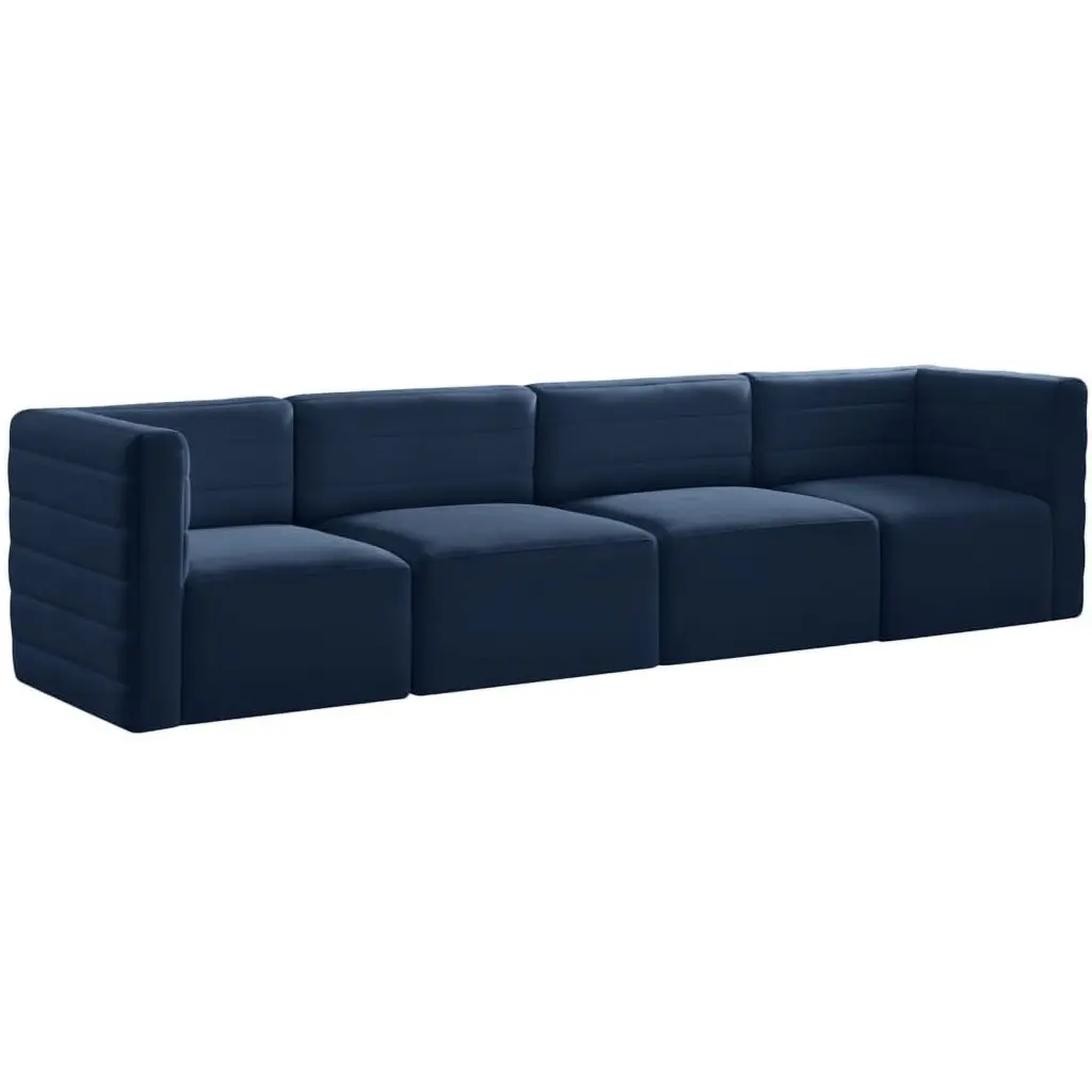 Meridian Furniture Quincy Navy Velvet Modular Sofa Modern Homes