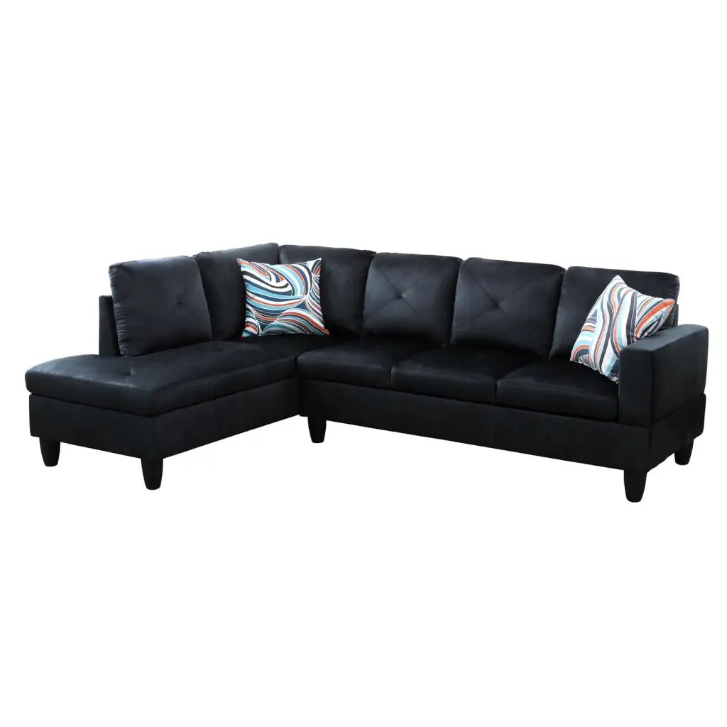 Modular Profile Sofa L Shaped Storage Space and 2 Pillows 4 Seater Chairs Living Room Office Corridor Midnight Blue Left C...